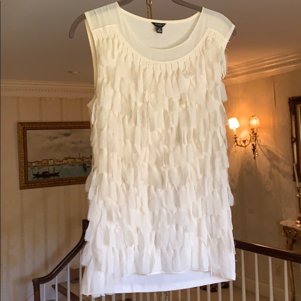 Ivory Fringe Dressy Tank Ann Taylor Medium Lovely